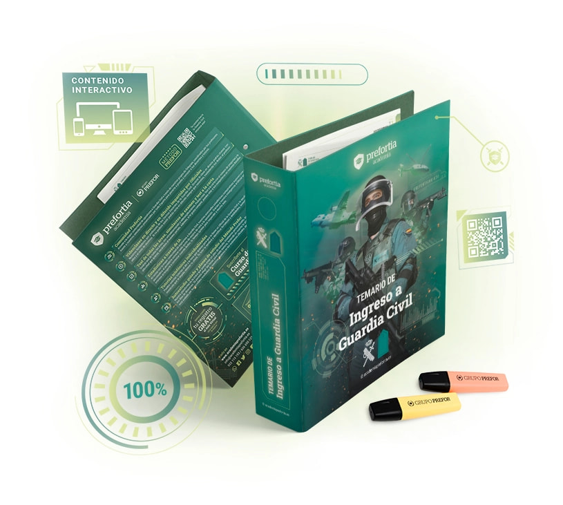 Carpeta con los temarios de Guardia Civil