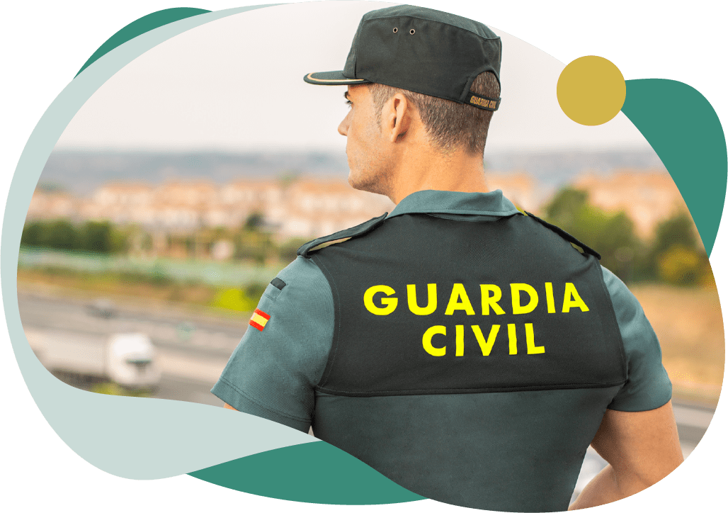 Imagen de un Guardia Civil sobre fondo verde